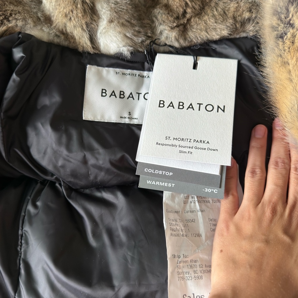Babaton Charcoal Puffer Coat with Faux Fur Collar - Picture 3 of 8